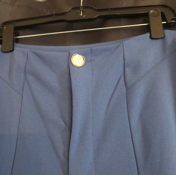 Blue Front Slit Classy Pants - Picture 3 of 4